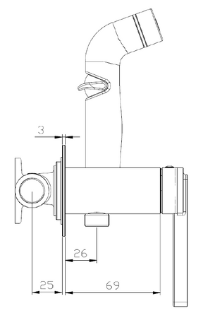 Bateria bidetowa podtynkowa z wężem i słuchawką typu bidetka