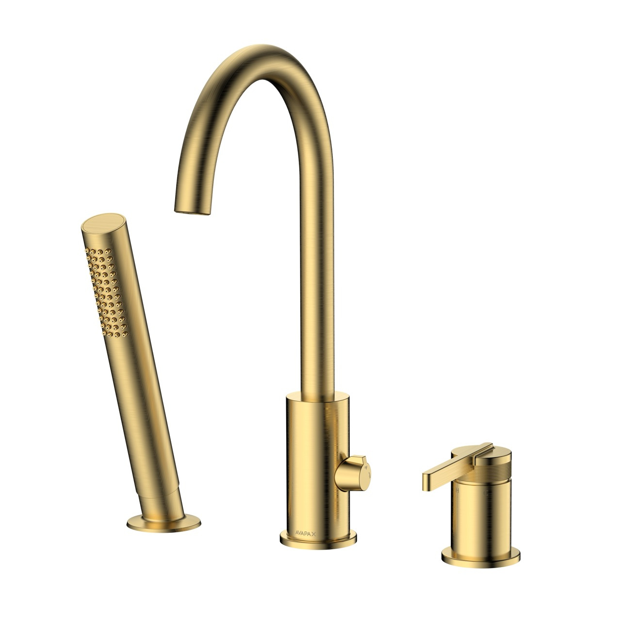 Bateria wannowa 3-otworowa – kolekcja AUREVO – złoty szczotkowany Brushed Gold – kod ABAU231221 – bateria do wanny z ręcznym prysznicem