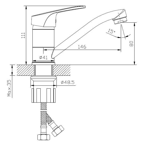 Bateria kuchenna AVAPAX ONCLO – chrom (połysk) – ABON7211O1 – widok produktu