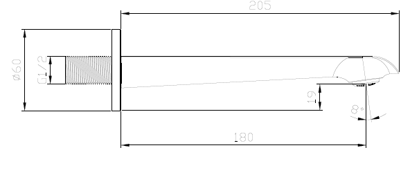 Wylewka wannowa do baterii podtynkowych AVAPAX LUNEPO chrom połysk AYLU211122 – rysunek techniczny