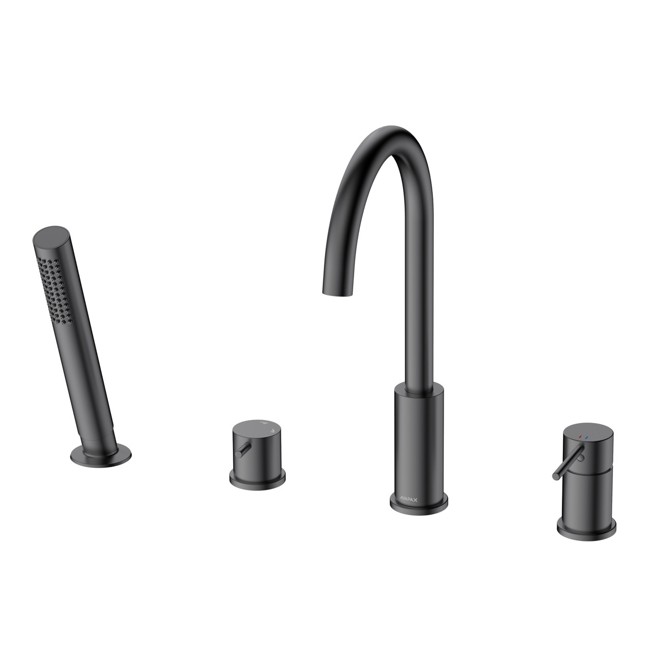 Bateria wannowa 4-otworowa – kolekcja ULTIMATE AVAPAX, gun metal mat, kod ABUL241421 – widok zestawu