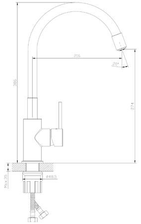 Bateria kuchenna stojąca z elastyczną wylewką