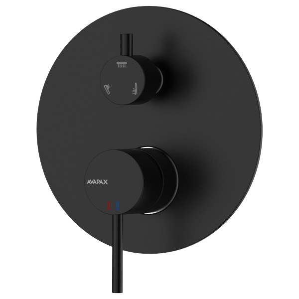 Bateria prysznicowo-wannowa podtynkowa trzyfunkcyjna – kolekcja ULTIMATE – czarny mat – ABUL5313C1 – strefa prysznicowo-wannowa