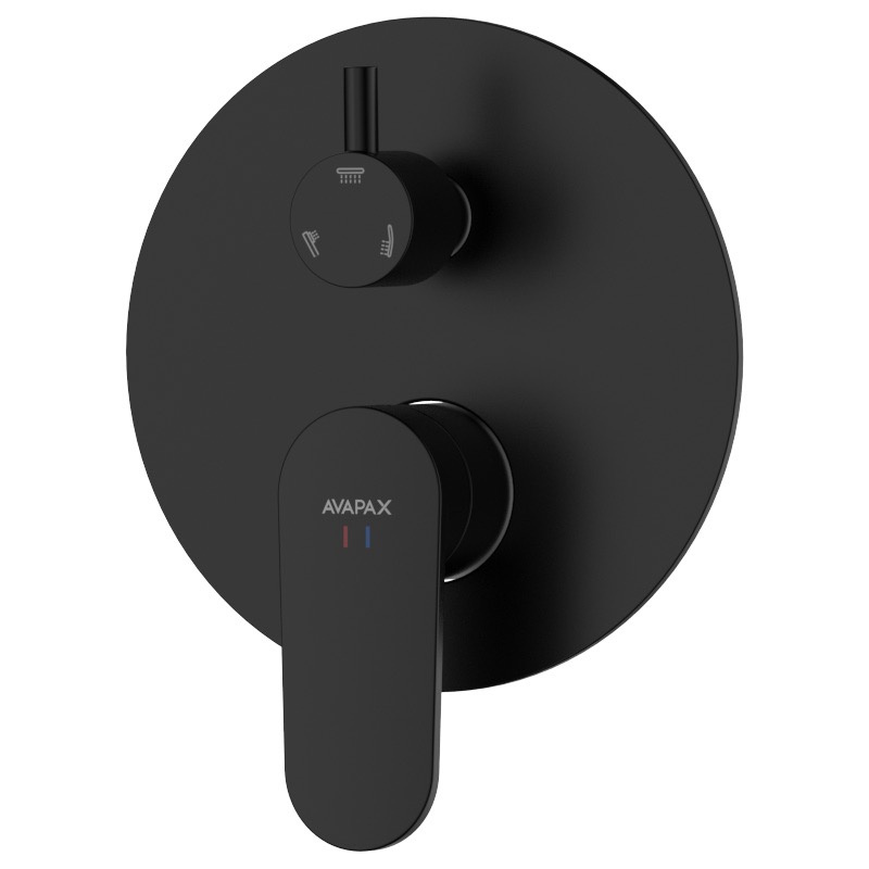 Bateria prysznicowo wannowa podtynkowa trzyfunkcyjna AVAPAX LUNEPO czarny mat ABLU531311 do wanny i prysznica