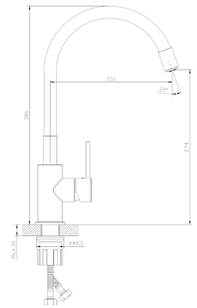 Bateria kuchenna stojąca z elastyczną wylewką