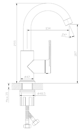 Bateria kuchenna stojąca z wylewką U