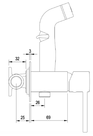 Bateria bidetowa podtynkowa z wężem i słuchawką typu bidetka