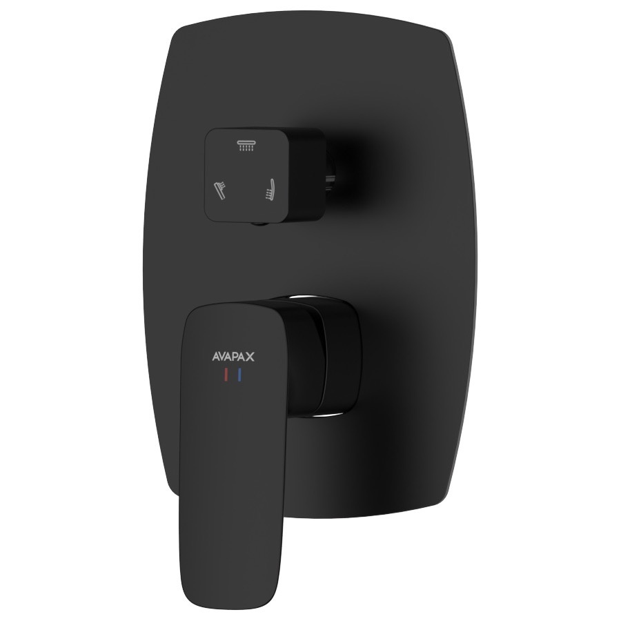 Bateria prysznicowo wannowa podtynkowa trzyfunkcyjna AVAPAX QANIX czarny mat ABQA5313C1 – widok produktowy