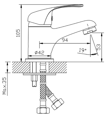Bateria umywalkowa stojąca