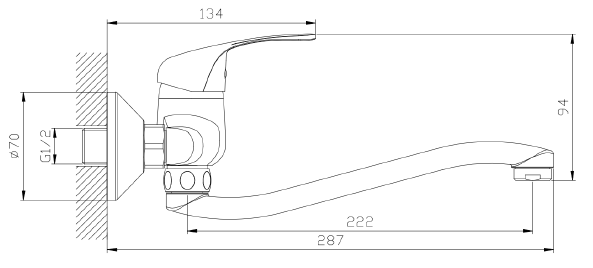 Bateria kuchenna ścienna AVAPAX TARO, chrom połysk, kod ABTA7311O1 – rysunek techniczny