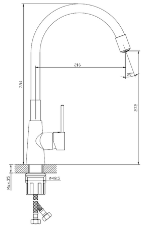 Bateria kuchenna stojąca z elastyczną wylewką
