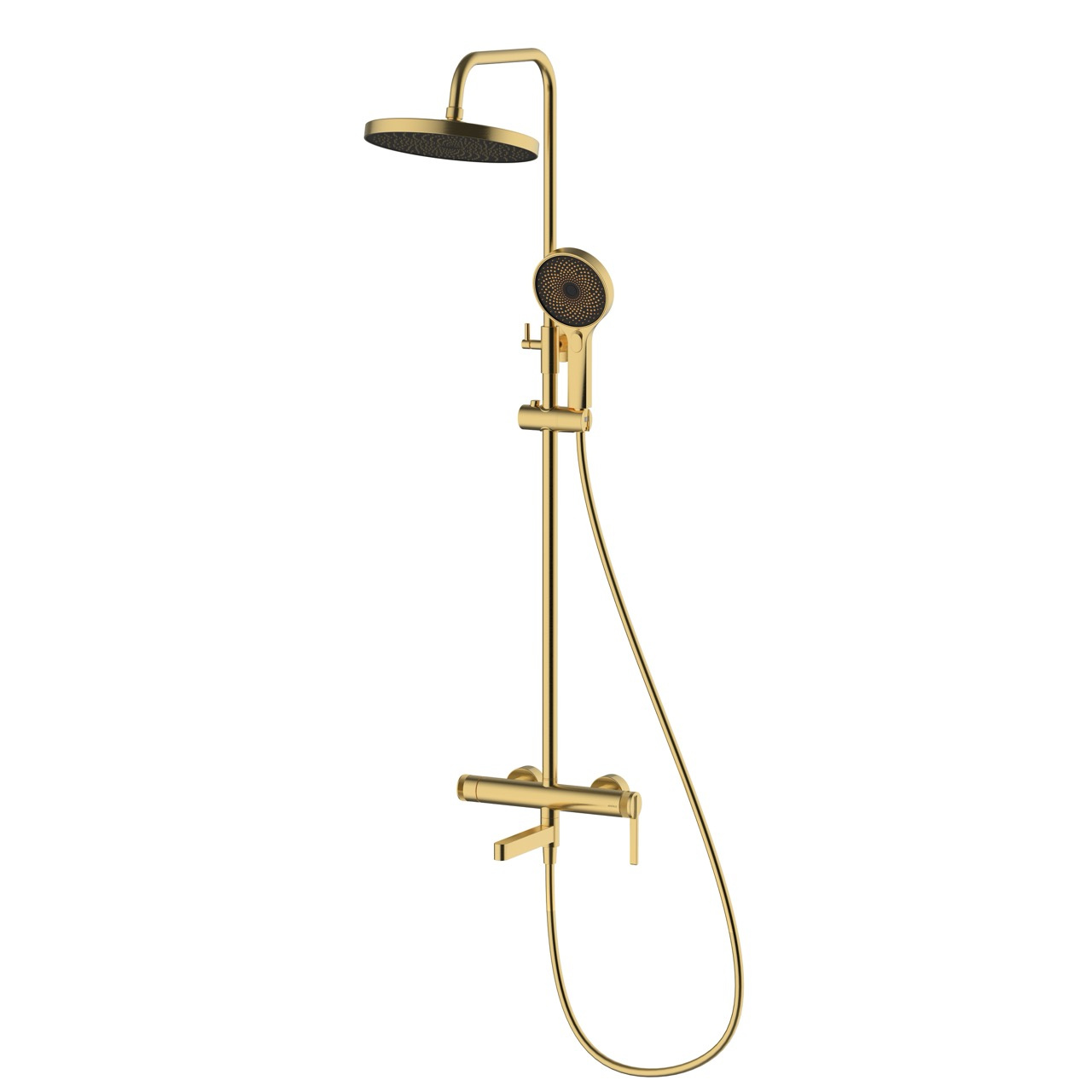 Deszczownica z baterią prysznicowo-wannową trzyfunkcyjną AVAPAX AUREVO, złoty szczotkowany Brushed Gold, kod ADAU6312H1 – widok produktu