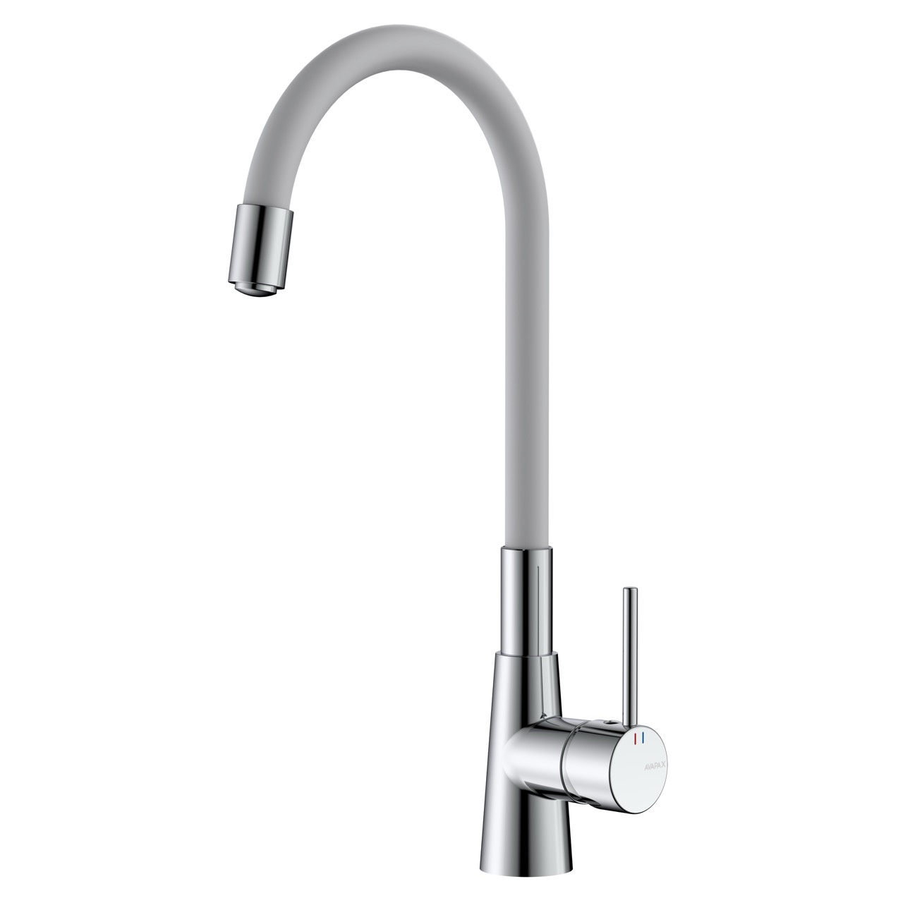 Bateria kuchenna stojąca z elastyczną wylewką AVAPAX ONCLO chrom połysk + szara wylewka, kod ABON7216F1 – widok główny