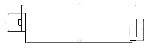 Ramię natrysku stal nierdzewna 37,7 cm – CUBE – chrom – ARCU131111 – detal montażu deszczownicy