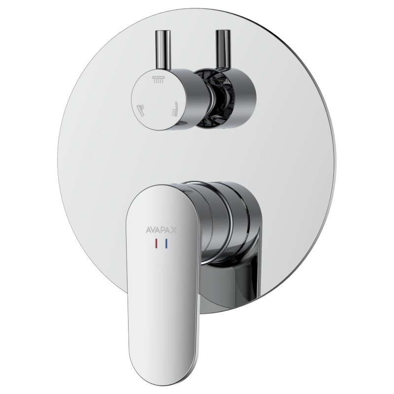 Bateria prysznicowo wannowa podtynkowa trzyfunkcyjna – kolekcja LUNEPO – chrom połysk – kod ABLU5211C1 – strefa prysznicowo-wannowa