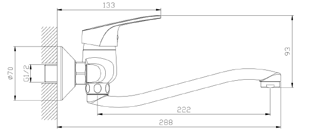 Bateria kuchenna ścienna AVAPAX ONCLO chrom połysk ABON7311O1 – rysunek techniczny