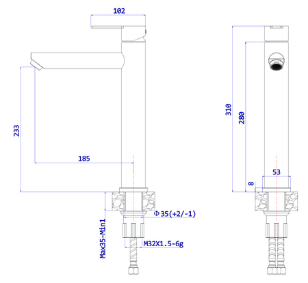 Bateria umywalkowa stojąca wysoka - nablatowa