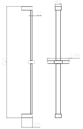 Drążek prysznicowy ze stali nierdzewnej z uchwytem na słuchawkę prysznicową