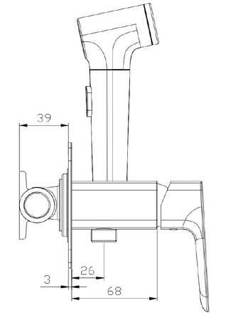 Bateria bidetowa podtynkowa z wężem i słuchawką typu bidetka