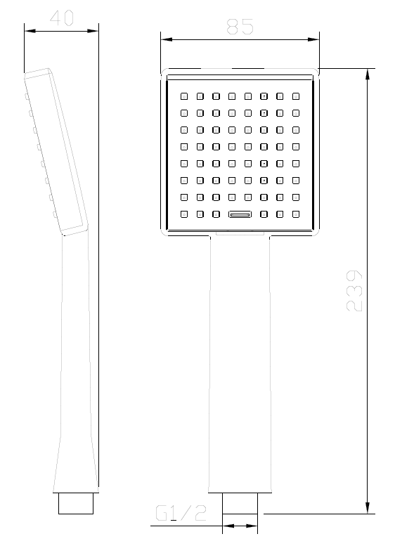 Słuchawka prysznicowa 1F – kolekcja VELLANO, chrom – połysk, kod ASVE111111 – widok techniczny AVAPAX