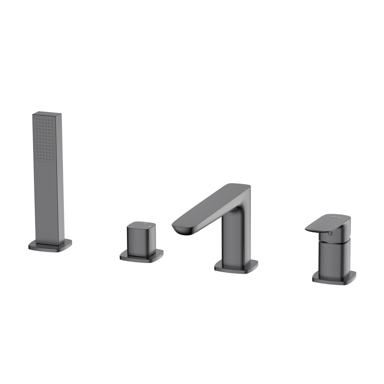 Bateria wannowa 4-otworowa AVAPAX QANIX, gun metal mat, kod ABQA241421 – zestaw 4‑otworowy do wanny