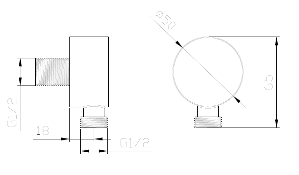 Przyłącze kątowe proste AVAPAX RONDE złoty szczotkowany Brushed Gold kod APRO111211 – rysunek techniczny