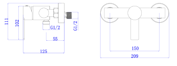 Bateria prysznicowa AVAPAX MISTELLA stal szczotkowana Brushed Steel ABMI301511 – rysunek techniczny