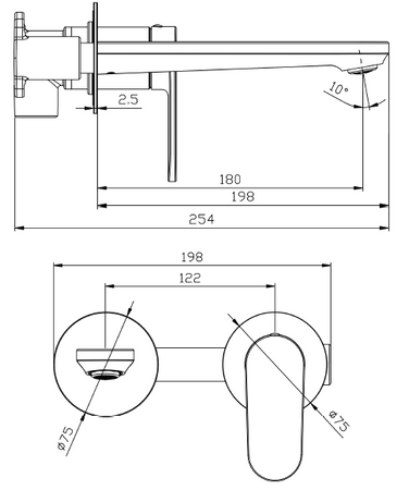Bateria umywalkowa podtynkowa