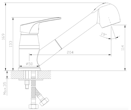 Bateria kuchenna stojąca z wyciąganą wylewką, dwa rodzaje strumienia