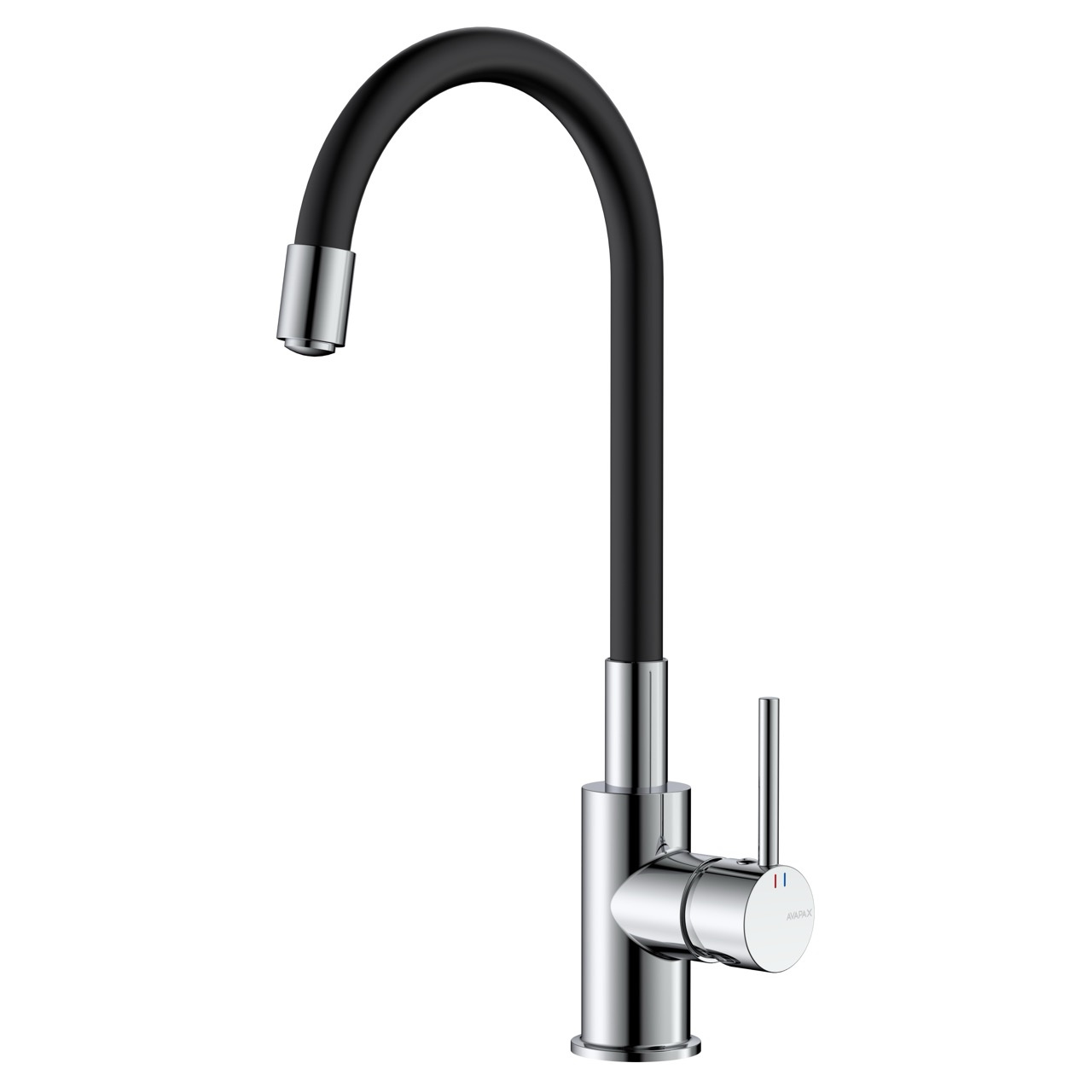 Bateria kuchenna stojąca z elastyczną wylewką AVAPAX LAPUR, chrom połysk + czarna wylewka, kod ABLA7217F2 – widok produktu