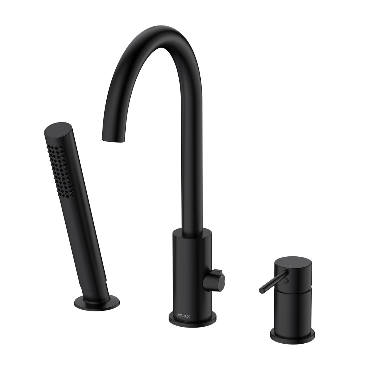Bateria wannowa 3-otworowa AVAPAX ULTIMATE czarny mat ABUL231321 – zestaw z wylewką, uchwytem i słuchawką, widok główny