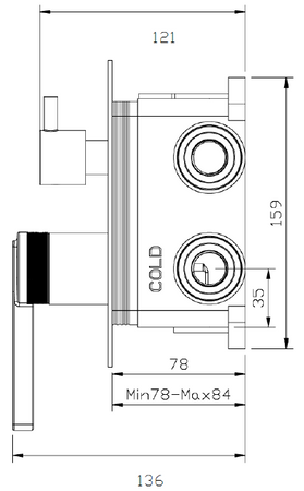 Bateria prysznicowo wannowa podtynkowa trzyfunkcyjna