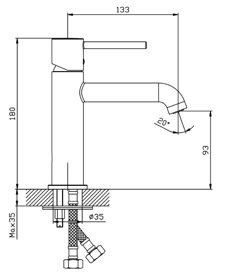 Bateria umywalkowa stojąca AVAPAX ULTIMATE czarny mat ABUL111311 – rysunek techniczny