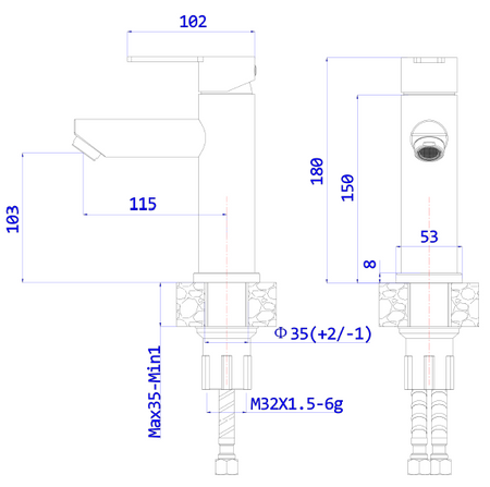 Bateria umywalkowa stojąca