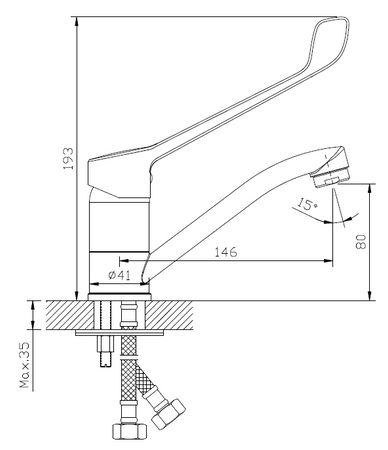 Bateria umywalkowa stojąca z ruchomą wylewką i dźwignią Medico