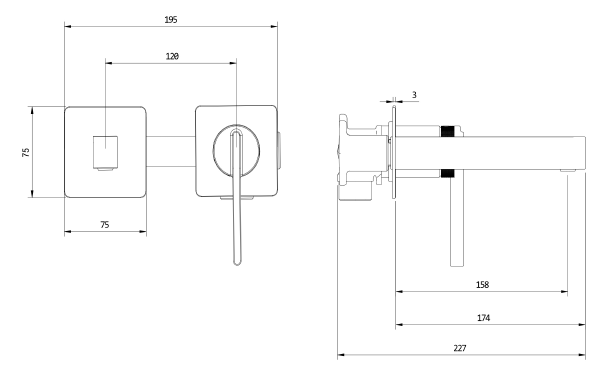 AVAPAX AUREVO bateria umywalkowa podtynkowa złoty szczotkowany Brushed Gold ABAU141211 – rysunek techniczny