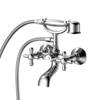 Bateria wannowa ścienna dwuuchwytowa z zestawem natryskowym